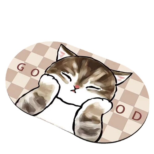 Cartoon cat bathroom diatom mud bathroom door absorbent floor mat diatomaceous earth carpet non-slip quick-drying foot mat