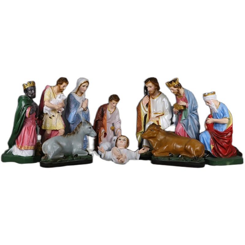 Figura de Resina de 50cm para Escena de Natividad Navideña, Estilo Sencillo, Decoración para Sala de Estar o Iglesia