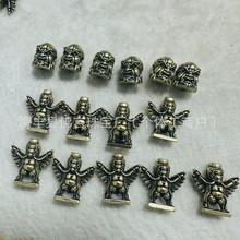 黄铜藏传大黑天隔珠腰珠 文玩diy手作手串配件 天地孔配珠