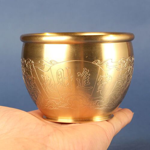 Brass rice cylinder ornaments household Baifu cylinder cornucopia piggy bank to attract wealth desktop office decorations