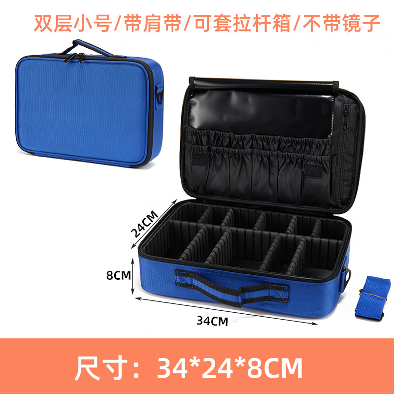 Bolsa de maquillaje portátil de gran capacidad con espejo, bolsa de almacenamiento para herramientas de tatuadores y manicuristas, bolsa con compartimentos desmontables, impermeable