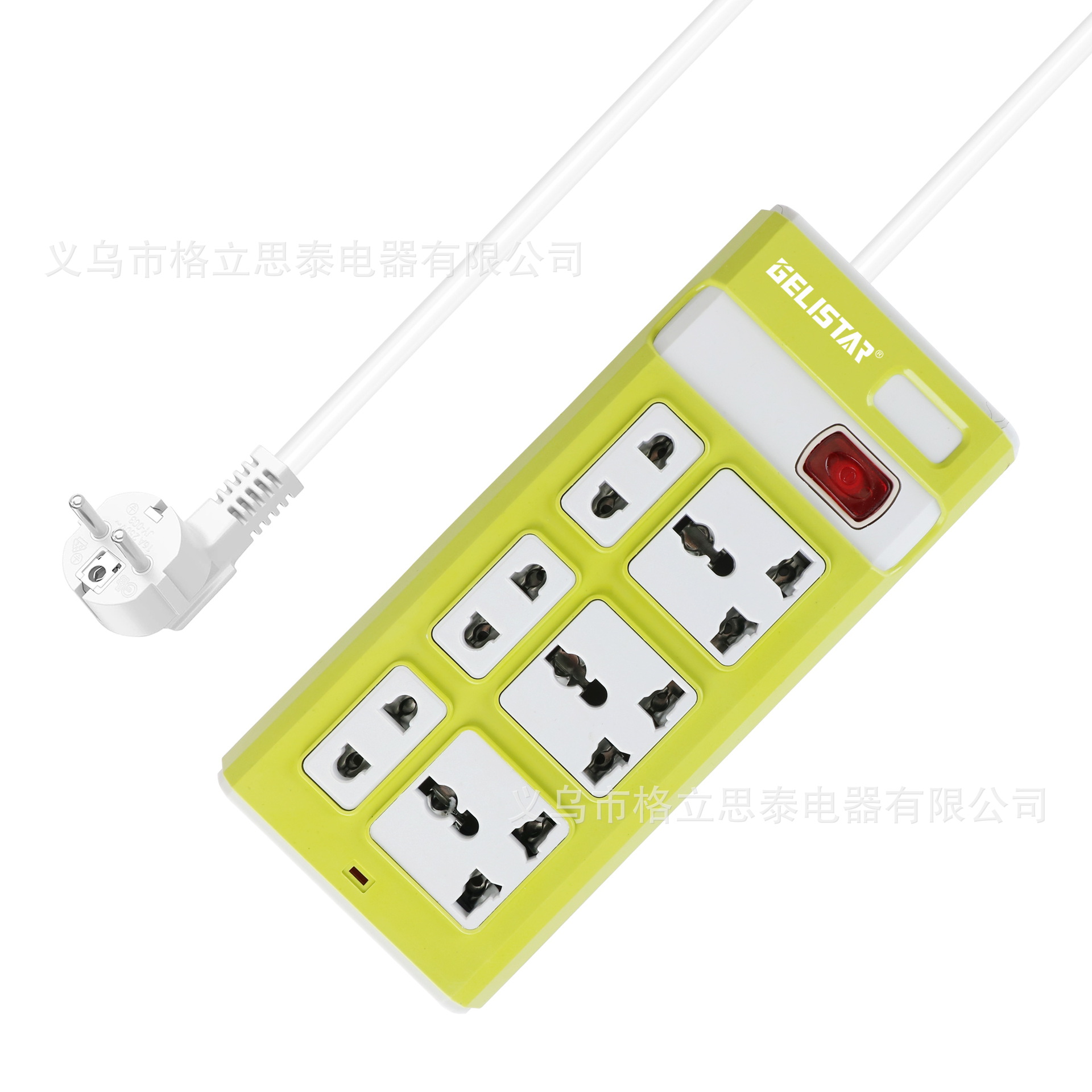 跨境厂家供应多功能6孔带开关万能孔插座家用插板2米插排接线板
