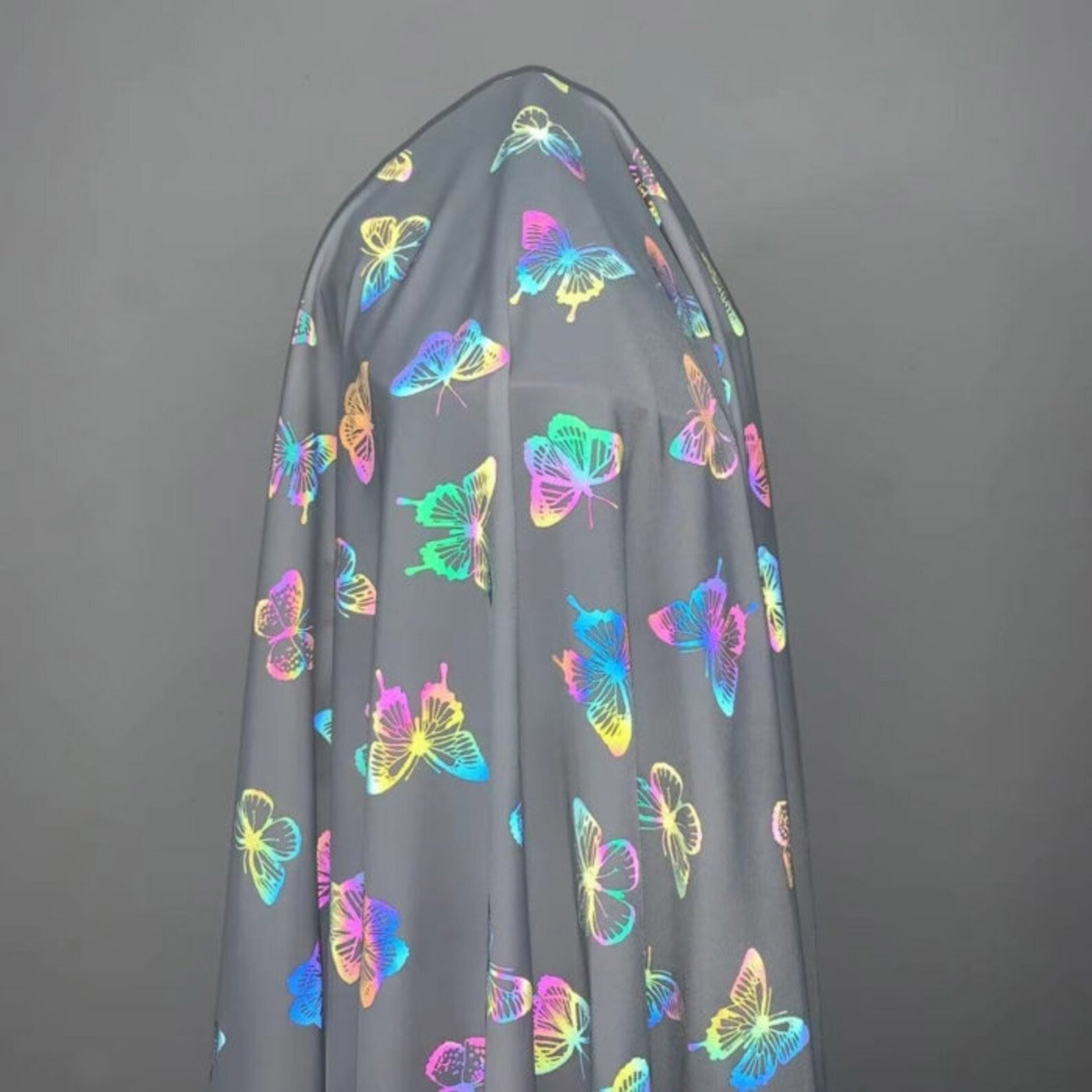 炫彩印花反光布幻彩反光弹力布七彩涤纶反光面料服饰鞋帽箱包面料