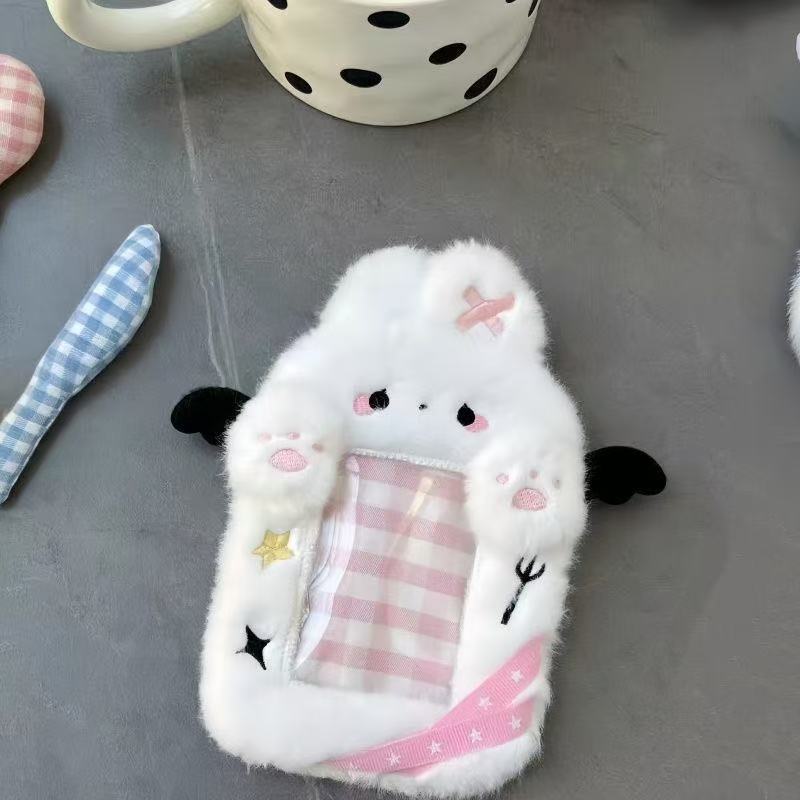 かわいいぬいぐるみカードホルダー天使猫悪魔ウサギカードホルダー 3inch ポラロイドフォトカード写真収納保護カバーペンダント|undefined