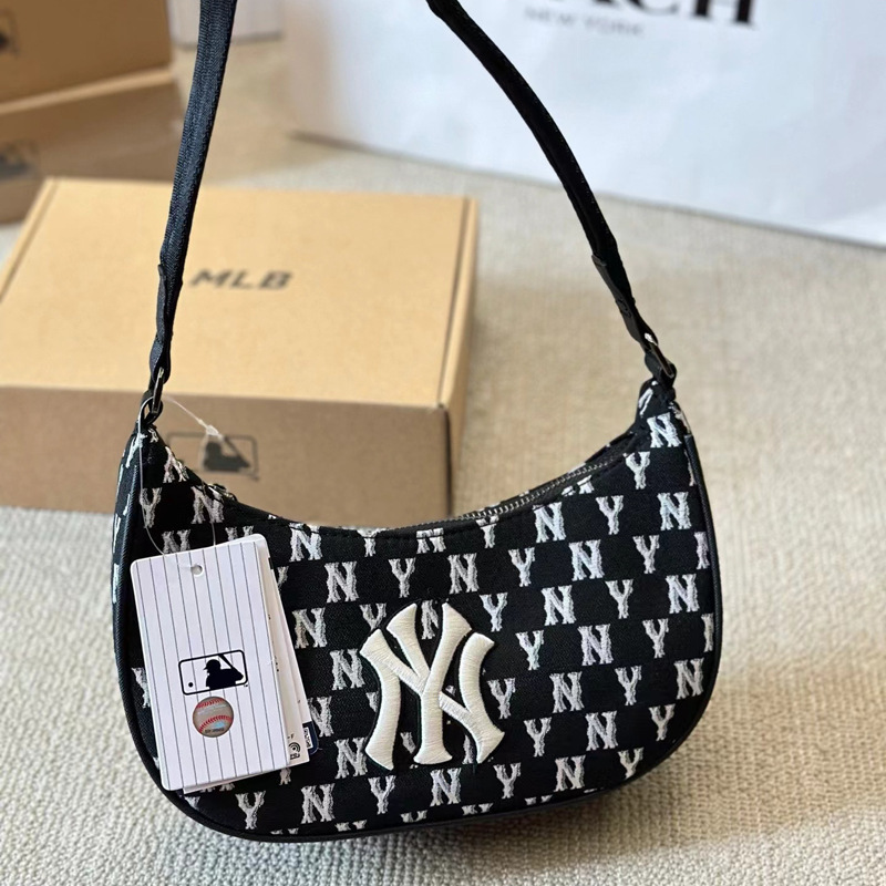 Korean Mlb New Retro Presbyopic Armpit Bag Ny Casual Fashion Versatile Shoulder Bag Embroidered Full-Print Women's Bag
