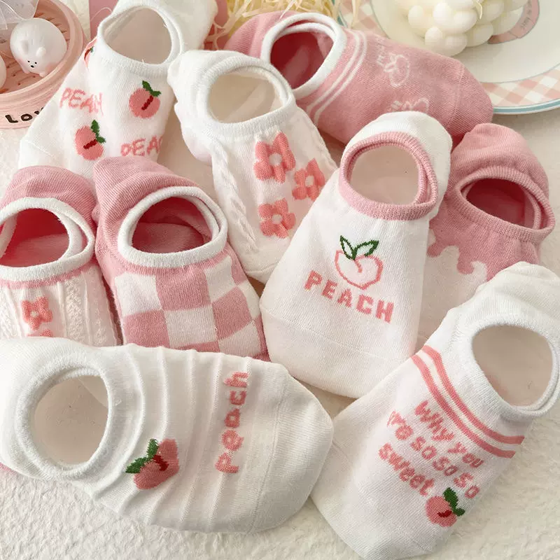 白色运动袜子诸暨袜业浅口卡通棉袜春夏季学生短袜子批发女士船袜