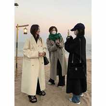 冬季加厚羊绒毛呢外套女装2025新款双排扣羊毛双面呢子大衣中长款
