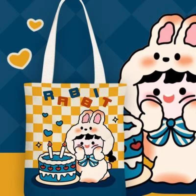 Japanese ins canvas bag women's shoulder handbag bag shopping versatile new summer student tutoring book bag
