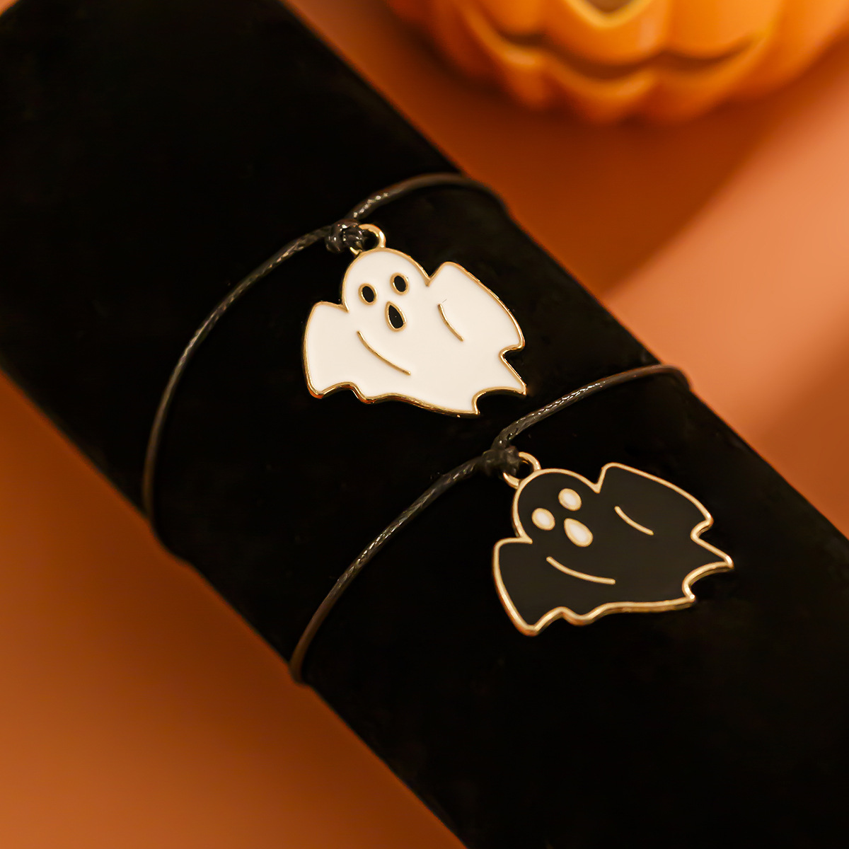 Halloween ghost leather wax line bracelet, dark wind bat alloy bracelet set_voghion.com