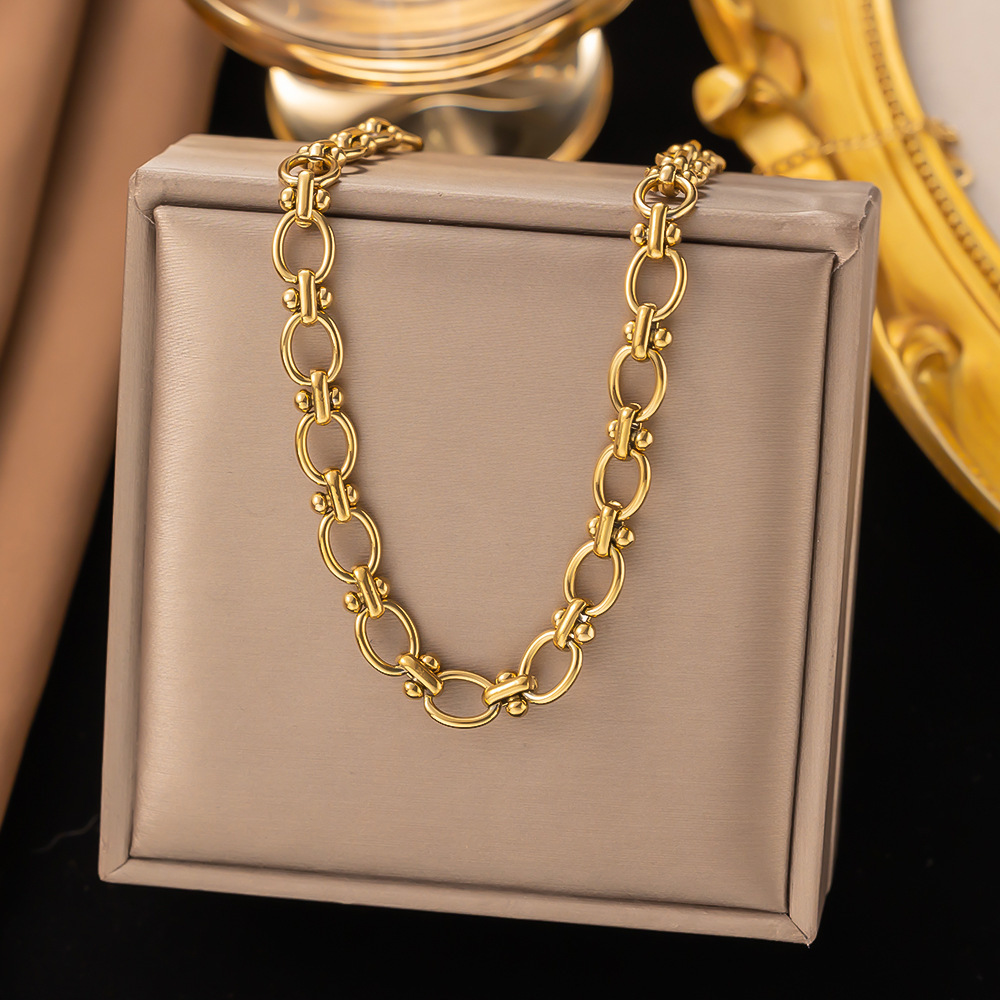 PVD Coated Stainless Steel Necklaces Geometric Titanium Steel Elegant Sweet Streetwear Waterproof Non Tarnish Jewelry Set display picture 5