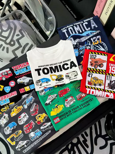 Tomica Clothing Children's Japanese-Style Construction Vehicle T-Shirt Summer Boys' Sweatshirt Loose Pure Cotton Short-Sleeve T-Shirt for Young Children