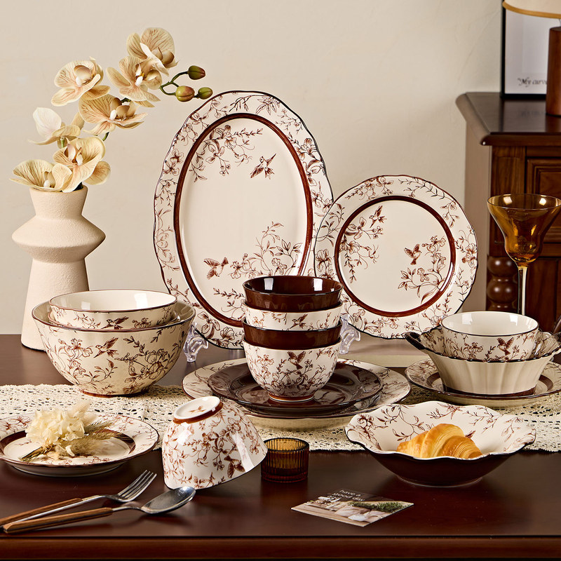 High-quality underglaze ceramic bowl and plate set, soup bowl, plates, premium tableware gift box, suitable for wedding or housewarming gifts High-quality underglaze ceramic bowl and plate set, soup bowl, plates, premium tableware gift box, suitable for wedding or housewarming gifts