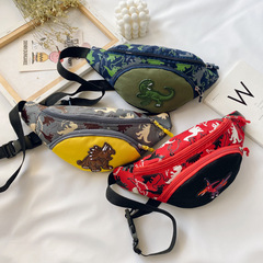 Supply new trendy boys and girls chest bag, waist bag, cool dinosaur crossbody bag and zero money shoulder bag for matching.