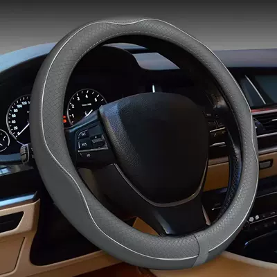 Embossed with Anti-Slip Inner Ring – Steering wheel cover - gray-and-white-lines-o-shaped-plastic-ring-38cm