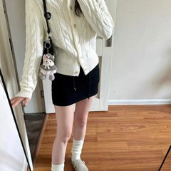 奶油香草籽毛衣女早秋新品外套长袖白色麻花针织开衫短款上衣