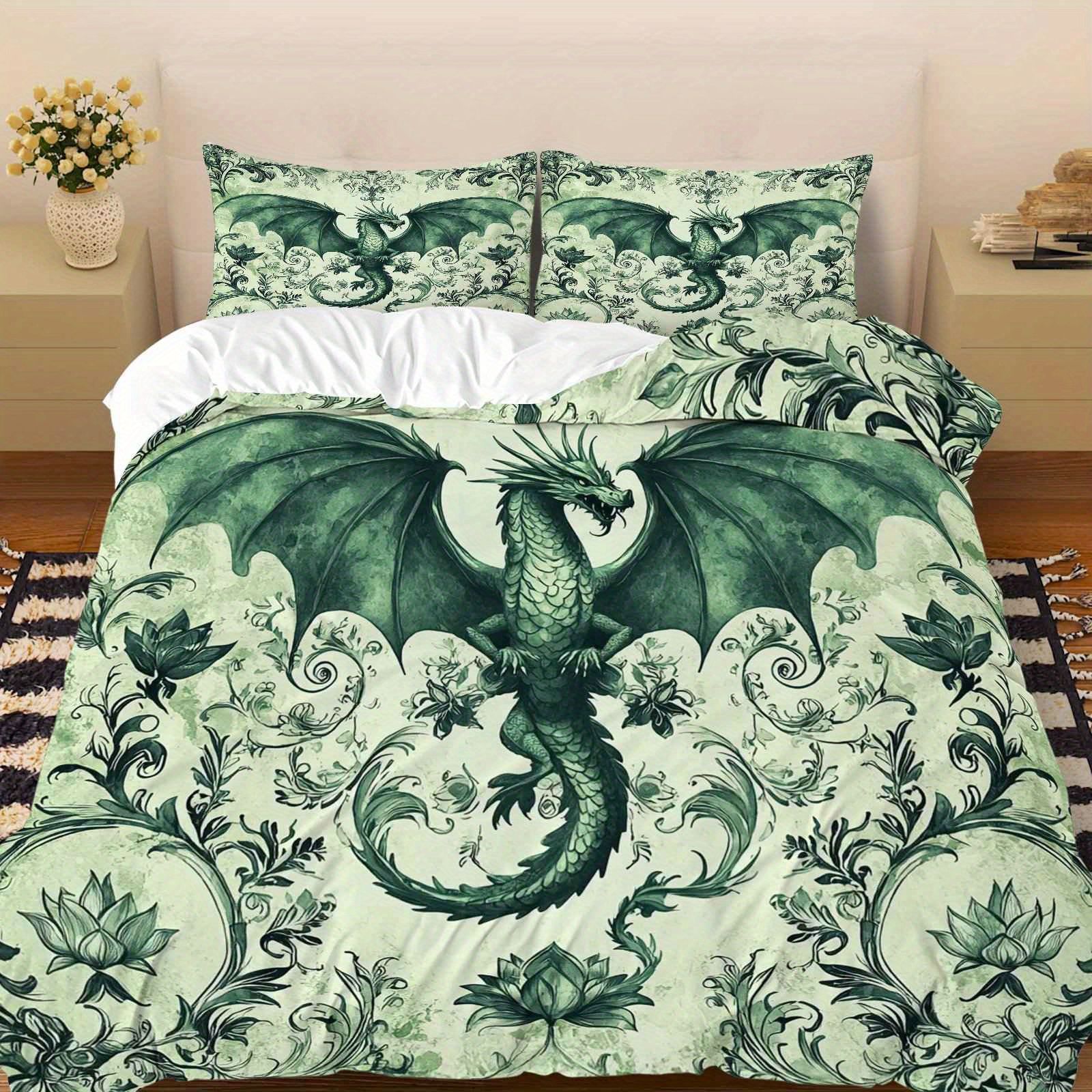 Transfronterizo para textiles domésticos abrasivos de impresión digital colorido dragón quilt kit fuente de fábrica TEMU / JIT