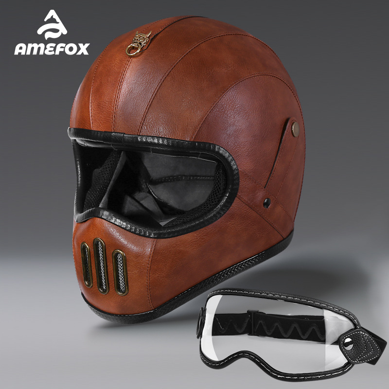 Casque de moto intégral en fibre de verre, petit format, en cuir, super fibre, unisexe, léger_voghion.com
