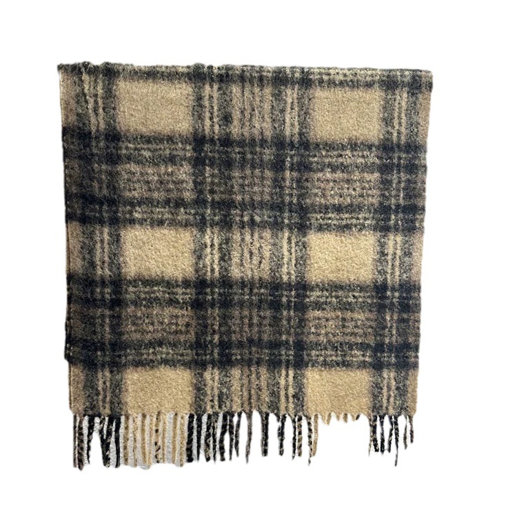 Scarf Women's Winter Warmth Check Neck Korean Version Versatile Tassel New Mohair Thickened Imitation Cashmere Shawl_voghion.com