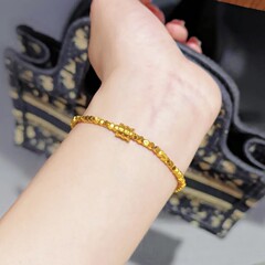 真の金メッキの強い保色の新しい中国式の古法沙金のファッションの爆発のトランポリンのビーズの小さい腰のブレスレットの高級な百合