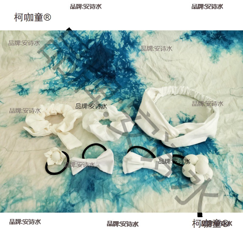 扎染白胚染色蓝染幼儿园亲子撞色发圈包买一十印花麦太保