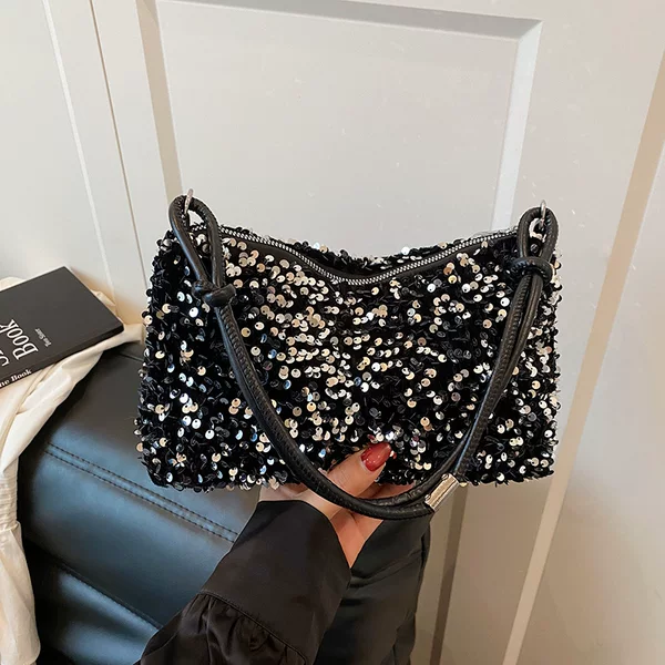 Sequin Shoulder Bag 2025 New Style Casual and Stylish Stylish Ins Simple Crossbody Large Capacity Baguette Women's Bag