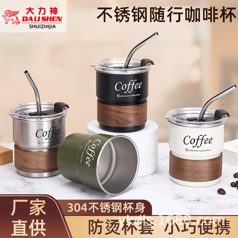 Taza de escalón de una sola capa para exteriores Taza de café de acero inoxidable 304 ins Vaso de cerveza de camping de borde rizado conveniente de alto valor