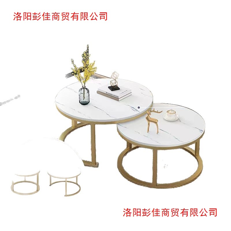 Mesa de té lujosa moderna pequeña sala de estar mesa redonda simple de mármol italiano creativo mesa de té de hierro forjado