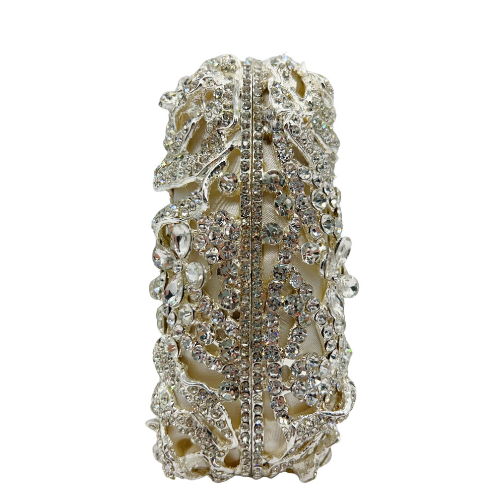 Cross-border nuevo hueco rosa con diamantes bolsas de cena de diamantes bolsas de moda de mano de mujer embrague de cristal