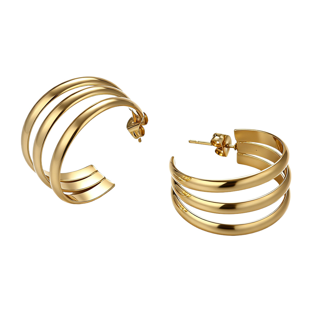 TENA europa y americana pendientes de acero inoxidable lujoso ligero de alta calidad sensación de acero dorado HOOP transfronterizo joyas de acero de titanio