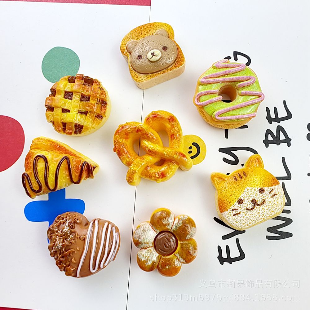 仿真食玩面包甜甜圈树脂配件diy手机壳发夹头饰水杯洞洞鞋装饰饰