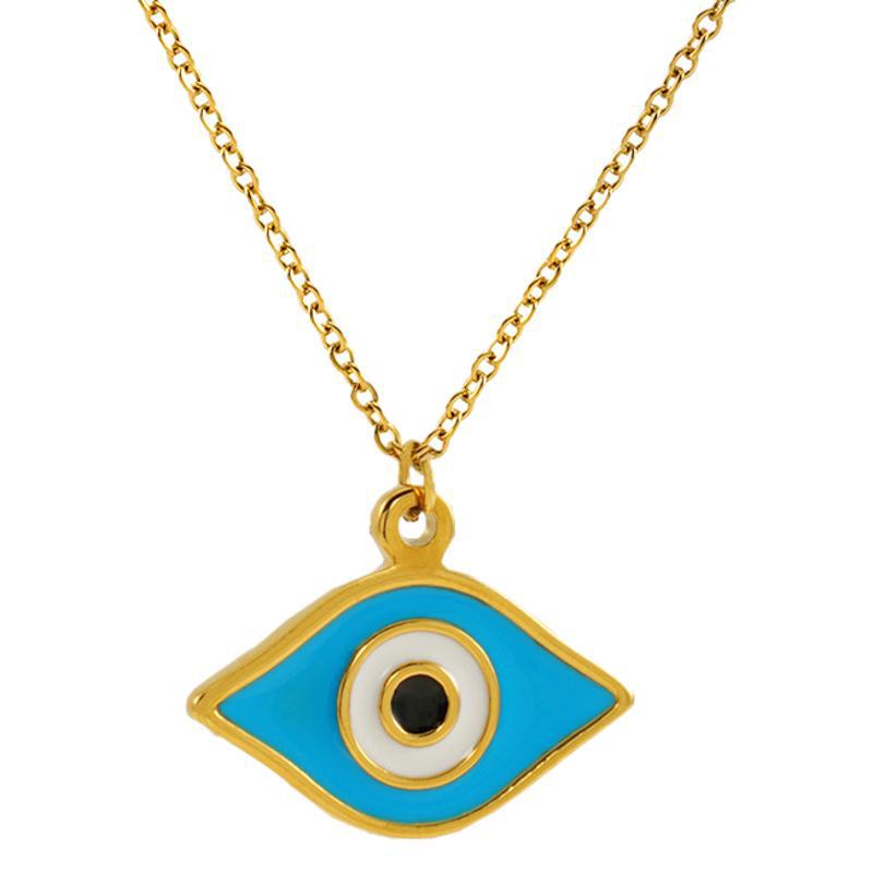 Colar com pingente olho grego aço inoxidável para mulher_voghion.com