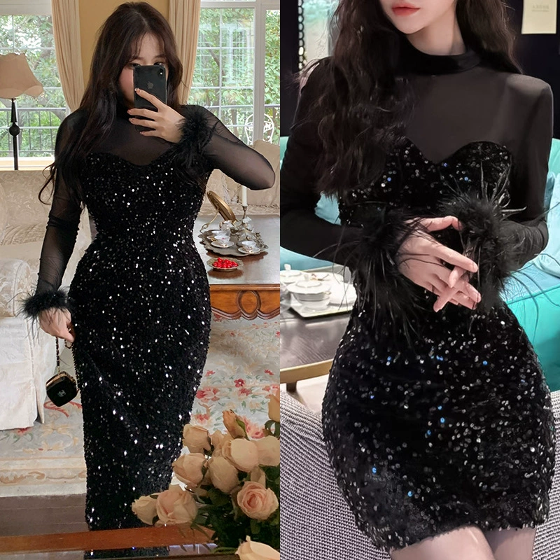 Вечернее платье для женщин, блестки, по фигуре, в талии, Размеры XL–5XL