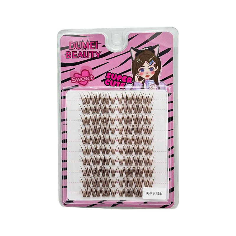 10 filas de pestañas postizas marrones Sailor Moon de gran capacidad, pestañas postizas simuladas rizadas diarias, pestañas fotogénicas perezosas