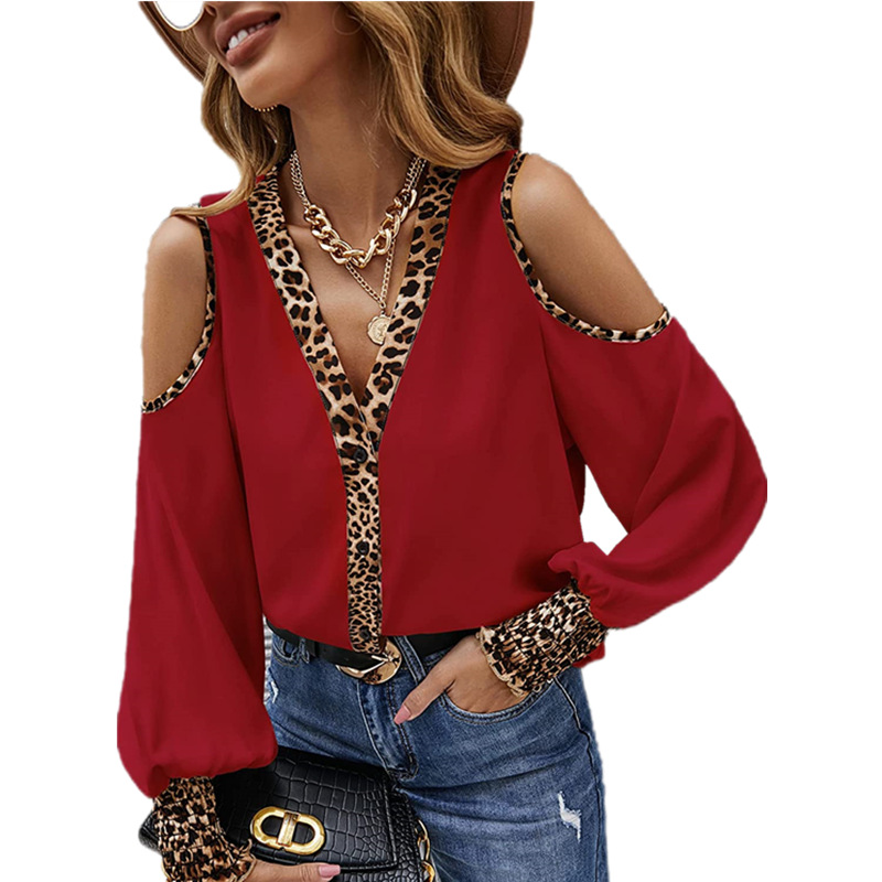 Women's Blouse Long Sleeve Blouses Patchwork Vintage Style Color Block Leopard display picture 4