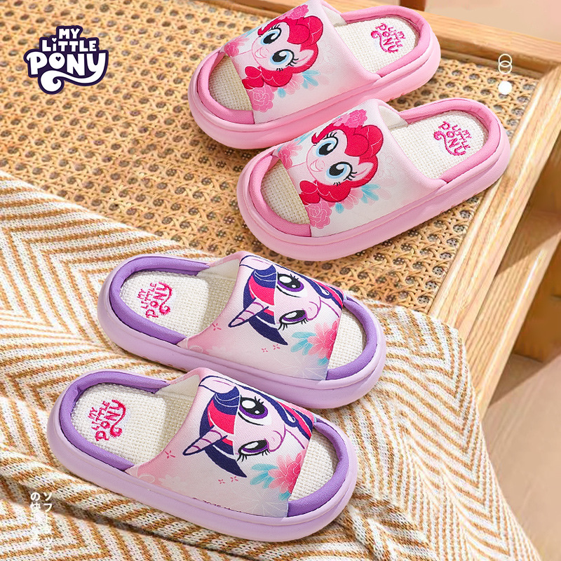 My Little Pony Parent-Child Linen Slippers for Spring and Autumn, Home Floor Slippers, Princess Girls' Adult Linen Slippers, Cloth Slippers Wholesale