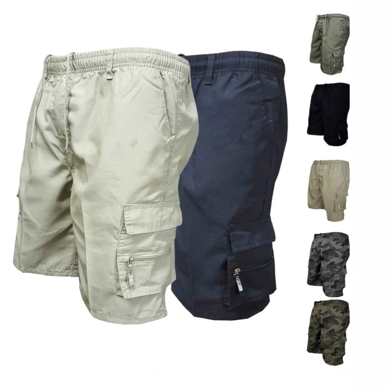 Cross-border foreign trade best-selling large pocket zipper cargo shorts for men, summer fashion loose outdoor sports fitness shorts