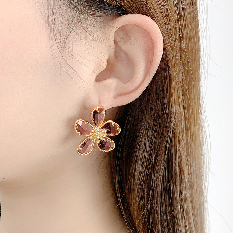 Flower Micro Inlaid New Trendy Earrings display picture 13