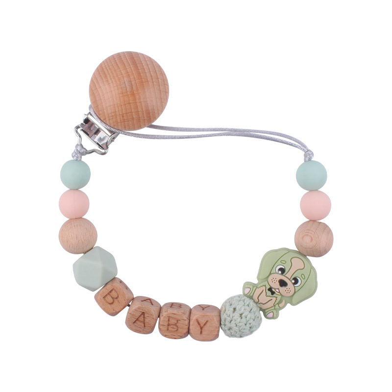 Nuevo bebé suministros de haya chupete clip calmante bebé de dibujos animados animal perro silicona chupete cadena anti-gota cadena