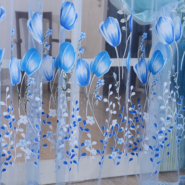 Tulip Curtains for Living Room, Bedroom, Balcony, Bay Window, Sheer Curtains, Light-Transmitting, Aliexpress Foreign Trade Finished Curtains, Factory Direct Sales, Window Curtains