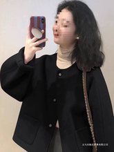 小香风短款纯色显瘦外套秋冬新款女胖妹妹小个子毛呢韩系外套