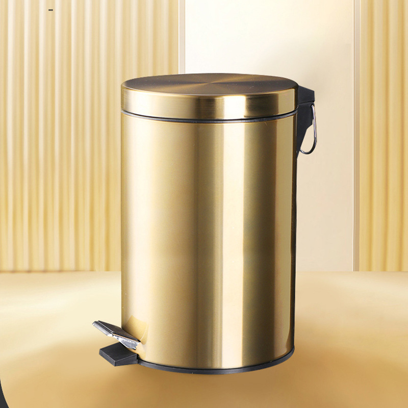 Cross-Border Champagne Gold 3L Round Foot-Operated Trash Can for Home Use, Small Sanitary Bin with Lid for Room and Toilet Cleaning Cross-Border Champagne Gold 3L Round Foot-Operated Trash Can for Home Use, Small Sanitary Bin with Lid for Room and Toilet Cleaning