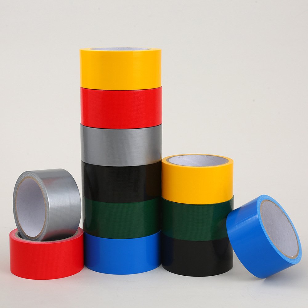 冬季彩色单面防风布基胶带强力高粘防水地摊胶带装修地垫无痕胶带