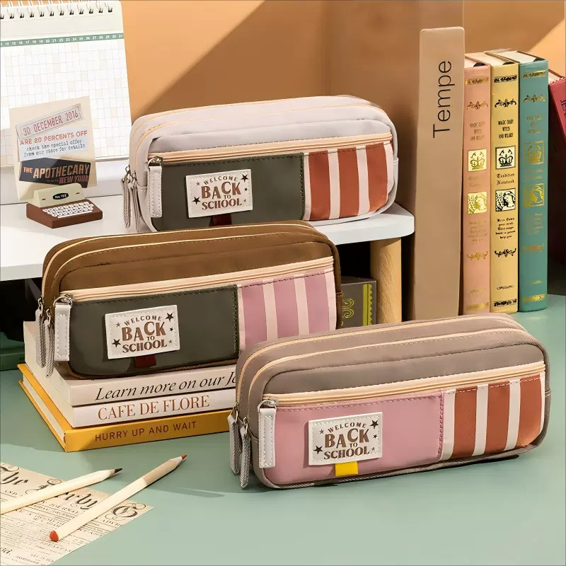 联众三层笔袋定制 大容量高颜值ins风简约小众不撞学生文具袋定制