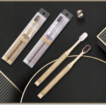 跨境批发地久软毛牙刷高级电镀贴钻成人家用清洁牙刷软毛独立包装