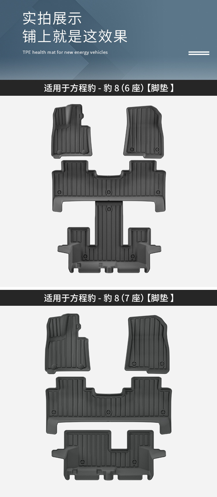 Suitable for 24 Models of Fangcheng Leopard 8 Car Floor Mats, Stain-Resistant Tpe Floor Mats, Special Car Floor Mats, Environmentally Friendly Trunk Mats