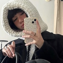 JENNIE同款粗棒系带针织毛线巴拉克拉法帽冬季保暖护耳套头帽