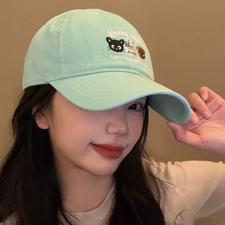 Mint baseball cap, cartoon cute hat, with embroidery