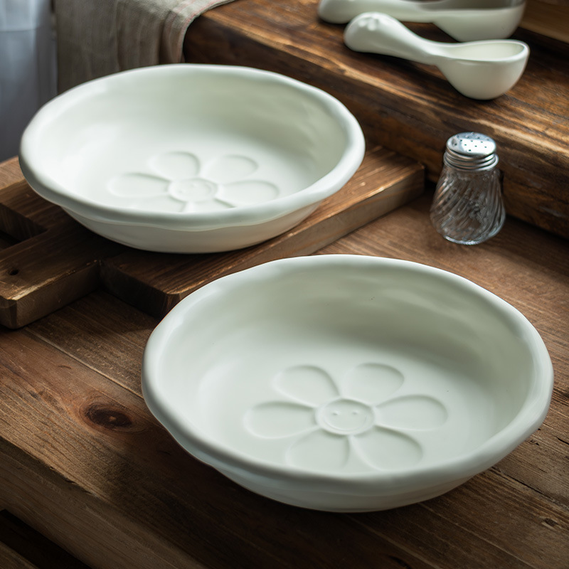 Crema estilo mano pellizco placa hogar plato hondo plato de postre hermoso plato de ensalada de frutas plato de desayuno
