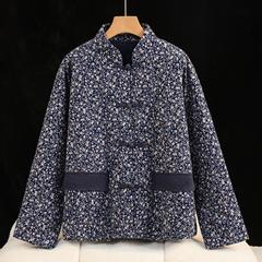 中国式綿服女性2024冬綿の上着を挟んで保温禅茶服砕花民族風復古文芸