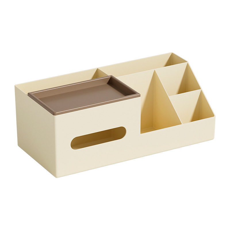 Caja de toallas de papel del dormitorio de la Sala de estar familiar Caja multifuncional de almacenamiento de escombros de color crema caja de acabado cosmético caja de almacenamiento de artefactos